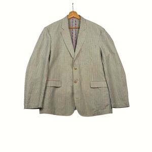 Robert Graham Mens 44 Classic Fit Linen Cotton Multi Color Stripe Blazer Jacket